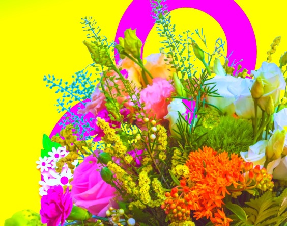 Букет цветов на желтом фоне с цифрой 8 - Весёлые конкурсы на праздник 8 Марта